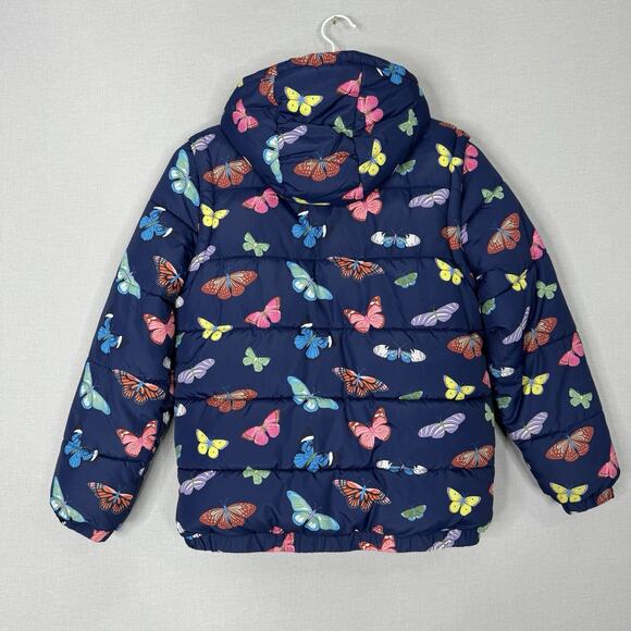 Mini Boden Girls Jacket 11-12 Blue Butterfly Padded Convertible Vest Fleece Line - Picture 7 of 14